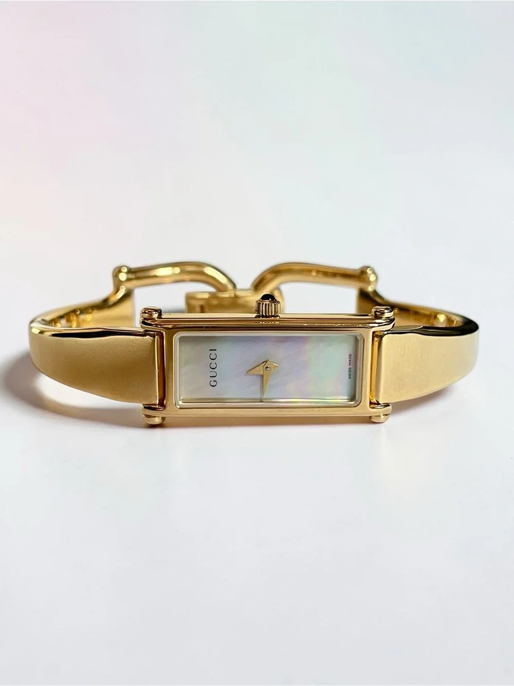 Gucci Gold Bangle Watch with Mother-of-Pearl Dial